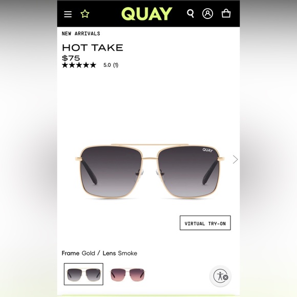 Quay Australia Accessories - EUC Quay Australia Hot Take Sunglasses, Frame Gold/ Lens Smoke